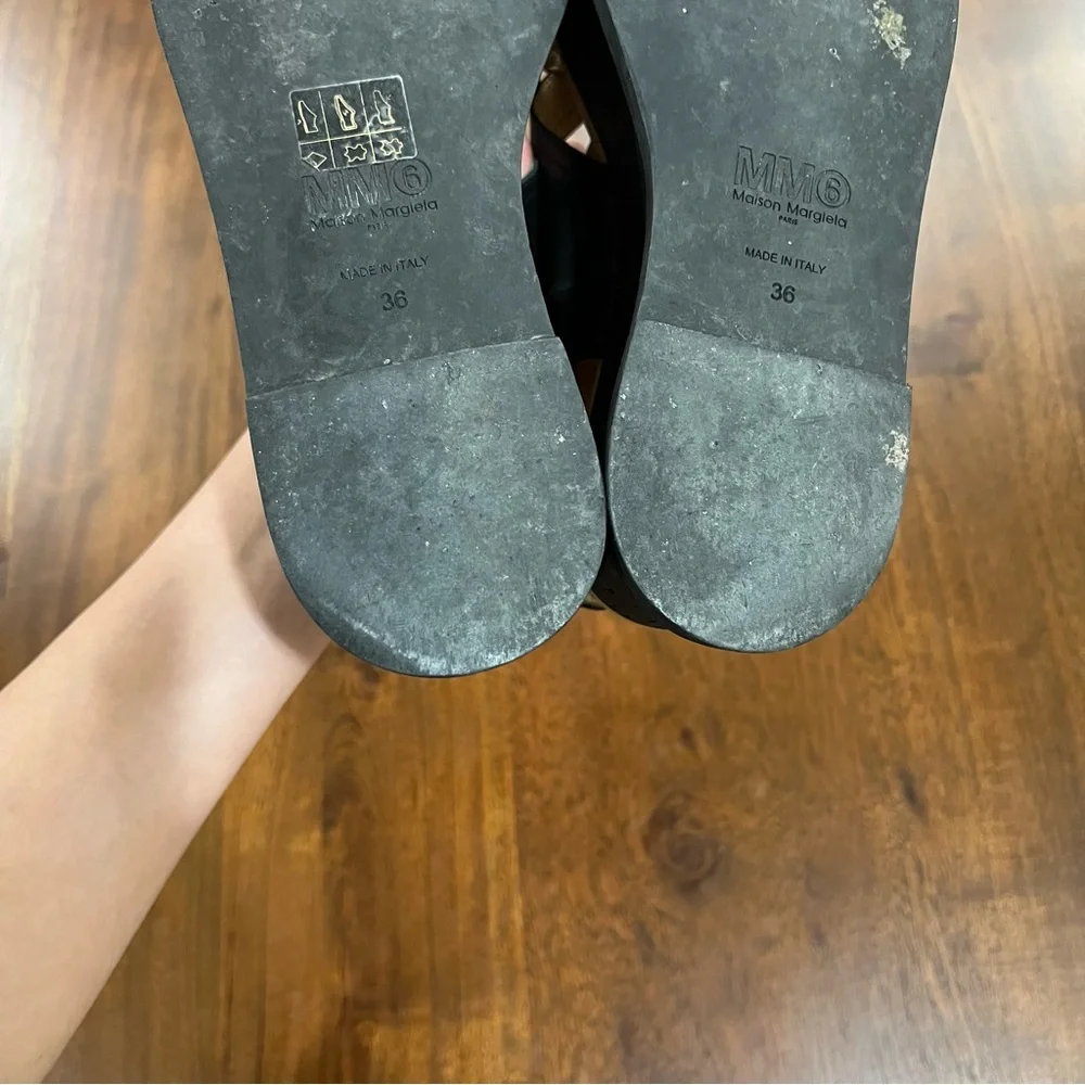 MM6 By Maison Margiela Leather Western Slingback Flatform Sandals Size 36